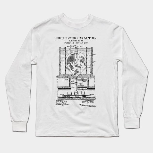 Nuclear Reactor Patent Black Long Sleeve T-Shirt by Luve